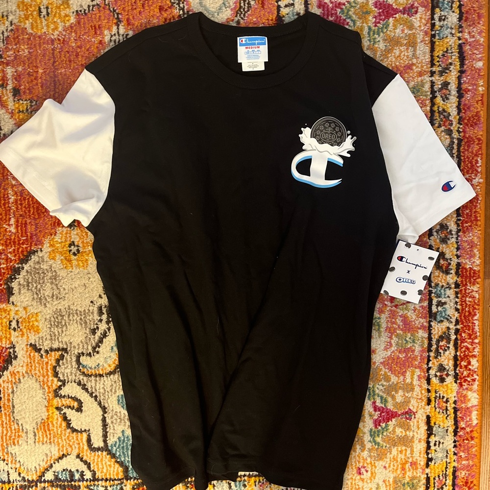 Champion x OREO black-and-white shirt